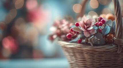 Soft focus and background blurred Gift Baskets, Gift set .Holiday and Christmas and New year present Concept.