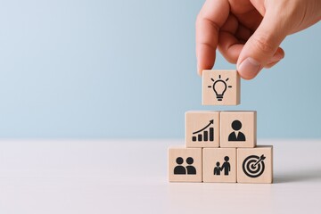 Building Blocks of Success: Conceptual Image of Growth, Teamwork, and Innovative Ideas, Demonstrating Strategy and Planning