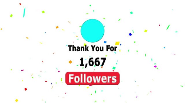 Thank you for 2000 followers. Celebrate with your fans ,Congratulations Social media 2k followers counting notification icon animation on alpha channel, Incoming followers counting notification.