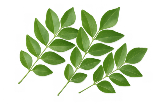 Fresh green leaves creating a natural display, providing a vibrant element on a transparent background