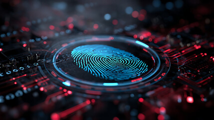 Modern digital fingerprint scan unlocking secure technology, creating a sense of advanced protection and innovative data access with biometric authentication