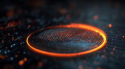 Secure digital identity with glowing fingerprint scan for privacy and access, a modern technology concept for biometric security and personal recognition