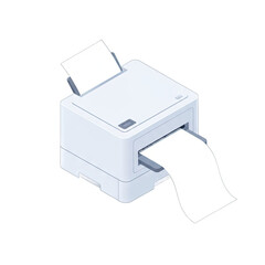 Modern White Printer Printing Documents With Smooth Lines On A Transparent Background In An Isometric Perspective And Clean Design
