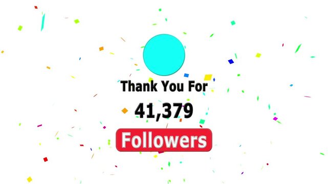 Thank you for 50000 followers. Celebrate with your fans ,Congratulations Social media 50k followers counting notification icon animation on alpha channel, Incoming followers counting notification.