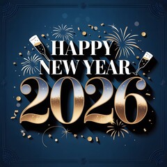 A festive happy new year'2026 greeting card design