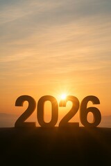 Exciting new year 2026 dawns with a brilliant sunrise, symbolizing a fresh start and a bright future full of opportunities and possibilities