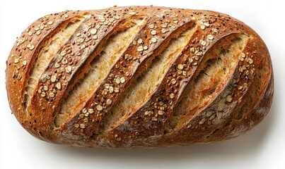 Loaf of whole cereal bread isolated