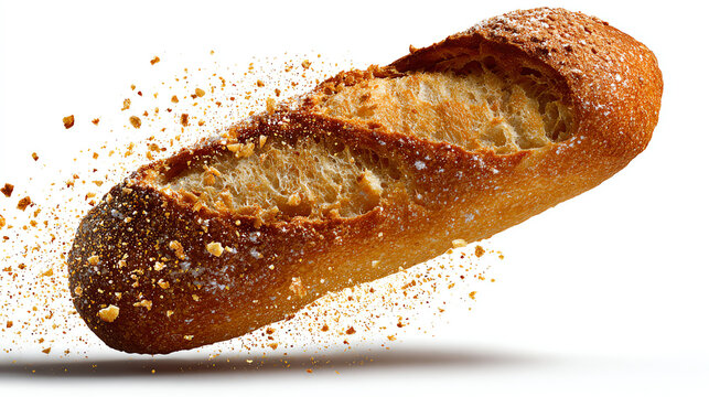 Golden Crust: A freshly baked loaf of bread. The crust, bursting with a rich, inviting golden hue and adorned with subtle details, it evokes feelings of comfort and culinary craftsmanship.