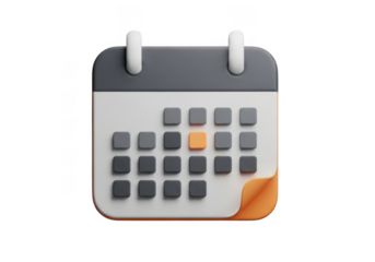 3d illustration of calendar icon with a marked date isolated on transparent background. 3d calendar icon with highlighted date for planning and scheduling visuals