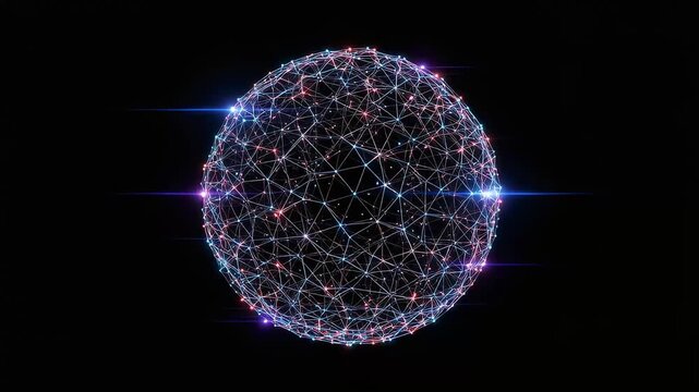AI and technology concept. Abstract digital network globe with flowing light particles - Powered by Adobe