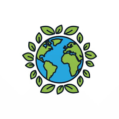 Earth Globe Surrounded by Green Leaves Symbolizing Environmental Protection.