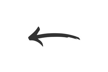 Simple hand drawn dark gray arrow pointing to the left on a black background