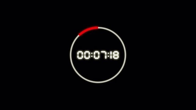 One minute digital count timer animation from 60 to 0 seconds video 4K