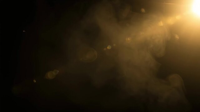 A warm lens flare in the upper right corner and a gentle smoke drifting in the darkness.