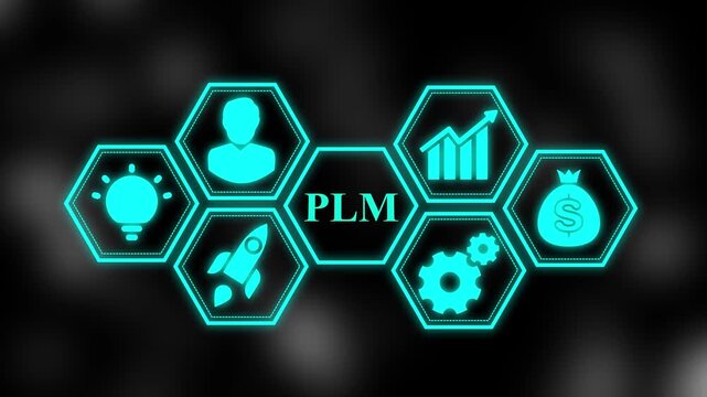 business technology internet and network concept with plm management and digital world map background animation