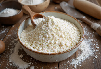 Corn flour in rustic ceramic bowl