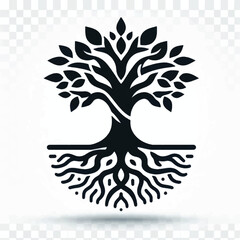 Stylized Tree of Life with Roots and Branches.