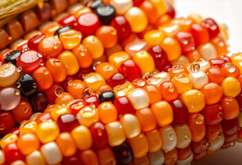 Dazzling raindrops on glass gem corn
