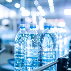 Bottled water on production line