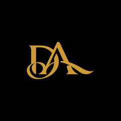 Letter DA Logo Luxurious Sign with Golden Luxury Color
