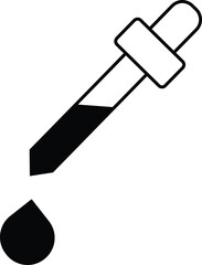 Pipette with droplet icon for essential oil or skincare serum isolated on transparent background.