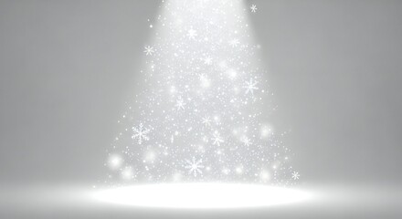 Magical snowfall effect with radiant light beam for winter holiday season designs and festive celebrations, ideal for stunning backgrounds