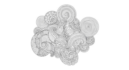 Intricate swirling patterns creating a mesmerizing zen art coloring page design
