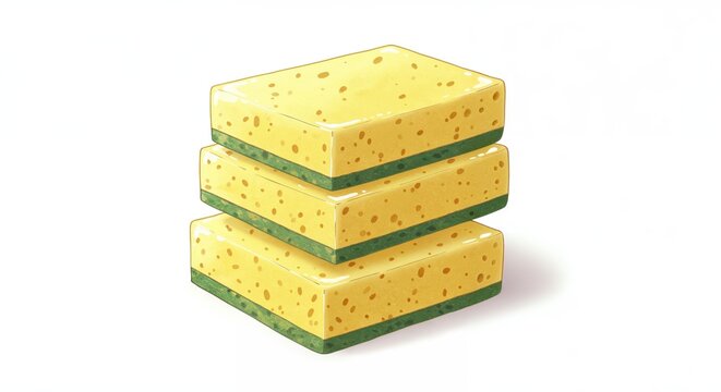 Stacked Cleaning Sponge: A collection of fresh, clean sponges in the image. Offering versatile cleaning power for various home and workplace tasks.