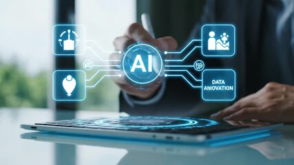 Artificial Intelligence Concept Using a Tablet Pen for Data Innovation - Powered by Adobe