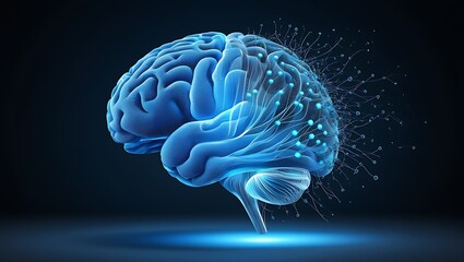 Conceptual brain design with glowing connections representing artificial intelligence networks