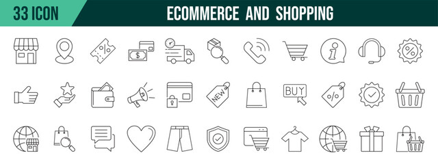 Ecommerce and shopping collection, editable and resizable vector icon templates.