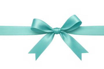 Light blue satin ribbon forming a elegant bow, ideal for gift wrapping, event decoration, and adding a festive touch. Transparent background
