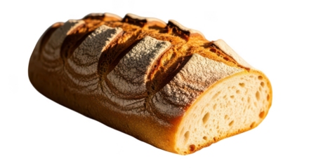 Freshly Baked Rustic Bread Loaf Cut Open On Black