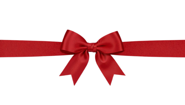 Elegant Red Ribbon Bow A Festive Decoration for Gifts and Celebrations, Isolated on White