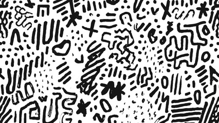 Cool modern seamless doodle pattern,  Rough hand drawn marker sketch with brush grunge texture. doodle design