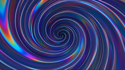 An abstract swirling vortex with vibrant rainbow hues and gleaming iridescent light. The hypnotic pattern creates a sense of deep motion and cosmic energy against a dark background. - Powered by Adobe