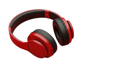 Modern Red Wireless Overear Headphones On Black Background