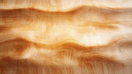 Obraz premium Close-up of natural wood surface with smooth, wavy grain patterns in warm brown and beige tones creating an organic, calm texture