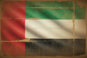 Vintage United Arab Emirates flag with distressed texture evokes history and national pride, perfect for patriotic designs