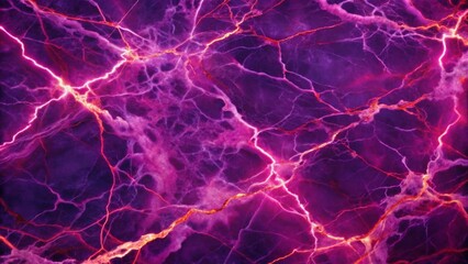 Intense Purple and Crimson Veined Marble Texture Background Featuring Vibrant Electric Crackles
