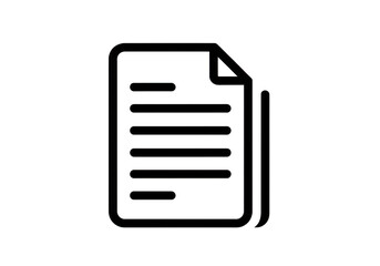 Fototapeta premium Black outline of a document or file icon with lines representing text isolated on transparent background