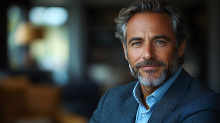 Fototapeta premium Businessman sitting confidently posing for professional portrait in office