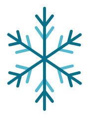 A simple geometric snowflake design with alternating shades of blue against a black background