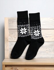 Socks on wood furniture