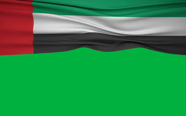 Elegant flowing United Arab Emirates flag for patriotic presentations with copy space below, national celebrations, and global connection concepts
