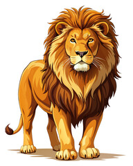 Obraz premium Big Lion ,full body , real print Style, white background 