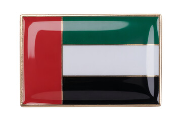 United Arab Emirates national flag emblem, glossy patriotic symbol for tourism or cultural events, celebrate UAE's heritage