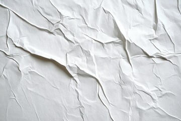 Fototapeta premium Close-up of white paper with multiple irregular wrinkles and creases showing texture and shadows