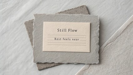 Elegant Minimalist Card Design with Inspirational Message on Textured Paper Surrounded by Natural Background Elements