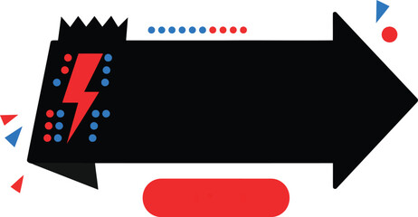 Modern arrow sign with electric bolt icon for advertising and marketing vector